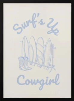 Surfs Up Cowgirl - Parchment - Stretched Canvas, Poster Or Fine Art Print(Surfs Up Cowgirl Parchment Stretched Canvas Poster Or Fine Art Print)