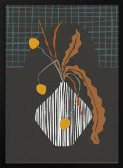 Midcentury Ikebana Dark - Stretched Canvas, Poster Or Fine Art Print(Midcentury Ikebana Dark Stretched Canvas Poster Or Fine Art Print)