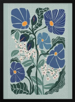 Klimt Flowers Light Blue - Stretched Canvas, Poster Or Fine Art Print(Klimt Flowers Light Blue Stretched Canvas Poster Or Fine Art Print)