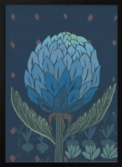 Artichoke Dark Blue - Stretched Canvas, Poster Or Fine Art Print(Artichoke Dark Blue Stretched Canvas Poster Or Fine Art Print)