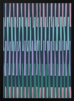 Block Print Geometrics Stripes Dark Blue - Stretched Canvas, Poster Or Fine Art Print(Block Print Geometrics Stripes Dark Blue Stretched Canvas Poster Or Fine Art Print)