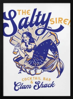Salty Siren Cocktail Bar & Clam Shack Mermaid - Stretched Canvas, Poster Or Fine Art Print(Salty Siren Cocktail Bar Amp Clam Shack Mermaid Stretched Canvas Poster Or Fine Art Print)