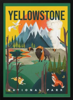 Yellowstone National Park Travel Poster - Stretched Canvas, Poster Or Fine Art Print(Yellowstone National Park Travel Poster Stretched Canvas Poster Or Fine Art Print)