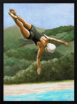 Diver Above River - Stretched Canvas, Poster Or Fine Art Print(Diver Above River Stretched Canvas Poster Or Fine Art Print)