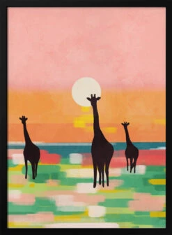 Evening Stroll In The Savannah - Stretched Canvas, Poster Or Fine Art Print(Evening Stroll In The Savannah Stretched Canvas Poster Or Fine Art Print)