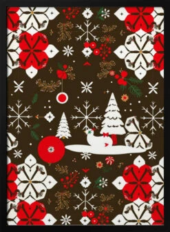 Snowy Festivities Pattern - Stretched Canvas, Poster Or Fine Art Print(Snowy Festivities Pattern Stretched Canvas Poster Or Fine Art Print)