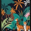 Tropical Tiger Trio - Stretched Canvas, Poster Or Fine Art Print(Tropical Tiger Trio Stretched Canvas Poster Or Fine Art Print)
