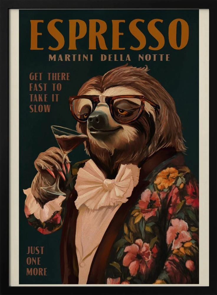 Art Deco Espresso Martini Drinking Sloth - Stretched Canvas, Poster Or Fine Art Print(Art Deco Espresso Martini Drinking Sloth Stretched Canvas Poster Or Fine Art Print) 1 Art Deco Espresso Martini Drinking Sloth - Stretched Canvas, Poster Or Fine Art Print(Art Deco Espresso Martini Drinking Sloth Stretched Canvas Poster Or Fine Art Print)