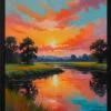 Sunset By The River - Stretched Canvas, Poster Or Fine Art Print(Sunset By The River Stretched Canvas Poster Or Fine Art Print)