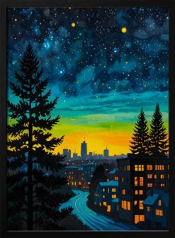 Urban Twilight Glow - Stretched Canvas, Poster Or Fine Art Print(Urban Twilight Glow Stretched Canvas Poster Or Fine Art Print)