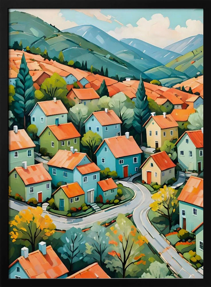 Pastel Village Dream - Stretched Canvas, Poster Or Fine Art Print(Pastel Village Dream Stretched Canvas Poster Or Fine Art Print) 1 Pastel Village Dream - Stretched Canvas, Poster Or Fine Art Print(Pastel Village Dream Stretched Canvas Poster Or Fine Art Print)