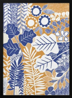 Modern BotanicalMustard & Cornflower - Stretched Canvas, Poster Or Fine Art Print(Modern Botanical Mustard Amp Cornflower Stretched Canvas Poster Or Fine Art Print)