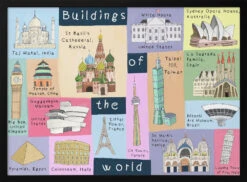 Buildings Of The World Illustrated By Artist Carla Daly - Stretched Canvas, Poster Or Fine Art Print(Buildings Of The World Illustrated By Artist Carla Daly Stretched Canvas Poster Or Fine Art Print)