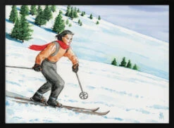 Downhill Skier - Stretched Canvas, Poster Or Fine Art Print(Downhill Skier Stretched Canvas Poster Or Fine Art Print)