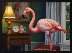 Flamingo's Cozy Corner - Stretched Canvas, Poster Or Fine Art Print(Flamingos Cozy Corner Stretched Canvas Poster Or Fine Art Print)