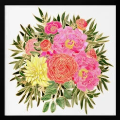 Colorful Nanette Floral Bouquet - Square Stretched Canvas, Poster Or Fine Art Print(Colorful Nanette Floral Bouquet Square Stretched Canvas Poster Or Fine Art Print) -Heart Wall Art Store pictufy black square 50x70 2435348
