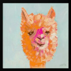 Orange Alpaca - Square Stretched Canvas, Poster Or Fine Art Print(Orange Alpaca Square Stretched Canvas Poster Or Fine Art Print) -Heart Wall Art Store pictufy black square 50x70 2618756