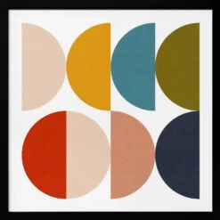 Mid Century Geometric Color Play - Square Stretched Canvas, Poster Or Fine Art Print(Mid Century Geometric Color Play Square Stretched Canvas Poster Or Fine Art Print) -Heart Wall Art Store pictufy black square 50x70 2639798