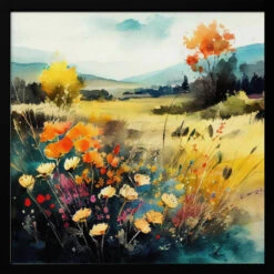 Idyllic Meadow (3) - Square Stretched Canvas, Poster Or Fine Art Print(Idyllic Meadow 3 Square Stretched Canvas Poster Or Fine Art Print) -Heart Wall Art Store pictufy black square 50x70 2778922