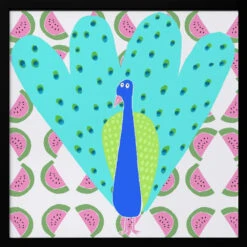 Electric Peacock With Watermelon Pattern By Artist Carla Daly - Square Stretched Canvas, Poster Or Fine Art Print(Electric Peacock With Watermelon Pattern By Artist Carla Daly Square Stretched Canvas Poster Or Fine Art Print) 17 Electric Peacock With Watermelon Pattern By Artist Carla Daly - Square Stretched Canvas, Poster Or Fine Art Print(Electric Peacock With Watermelon Pattern By Artist Carla Daly Square Stretched Canvas Poster Or Fine Art Print) -Heart Wall Art Store pictufy black square 50x70 2898631