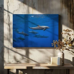 Dolphins - Stretched Canvas, Poster Or Fine Art Print(Dolphins Stretched Canvas Poster Or Fine Art Print) -Heart Wall Art Store pictufy canvas dried flowers ratio 7x5 1100144