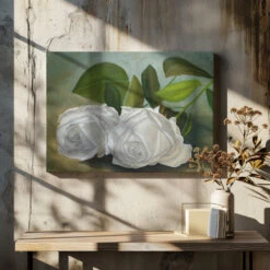 White Roses - Stretched Canvas, Poster Or Fine Art Print(White Roses Stretched Canvas Poster Or Fine Art Print) -Heart Wall Art Store pictufy canvas dried flowers ratio 7x5 2575858