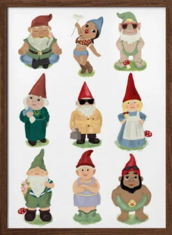 Garden Gnomes - Stretched Canvas, Poster Or Fine Art Print(Garden Gnomes Stretched Canvas Poster Or Fine Art Print) -Heart Wall Art Store pictufy dark wood 50x70 2505732