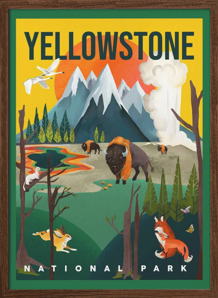 Yellowstone National Park Travel Poster - Stretched Canvas, Poster Or Fine Art Print(Yellowstone National Park Travel Poster Stretched Canvas Poster Or Fine Art Print) 2 Yellowstone National Park Travel Poster - Stretched Canvas, Poster Or Fine Art Print(Yellowstone National Park Travel Poster Stretched Canvas Poster Or Fine Art Print) - Image 2