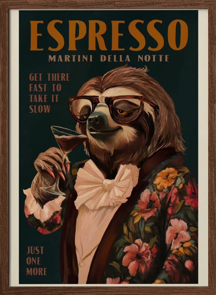 Art Deco Espresso Martini Drinking Sloth - Stretched Canvas, Poster Or Fine Art Print(Art Deco Espresso Martini Drinking Sloth Stretched Canvas Poster Or Fine Art Print) 2 Art Deco Espresso Martini Drinking Sloth - Stretched Canvas, Poster Or Fine Art Print(Art Deco Espresso Martini Drinking Sloth Stretched Canvas Poster Or Fine Art Print) - Image 2