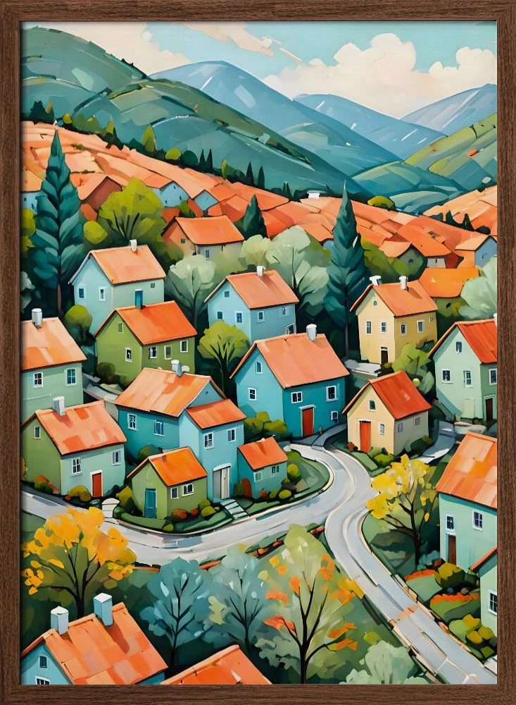 Pastel Village Dream - Stretched Canvas, Poster Or Fine Art Print(Pastel Village Dream Stretched Canvas Poster Or Fine Art Print) 2 Pastel Village Dream - Stretched Canvas, Poster Or Fine Art Print(Pastel Village Dream Stretched Canvas Poster Or Fine Art Print) - Image 2