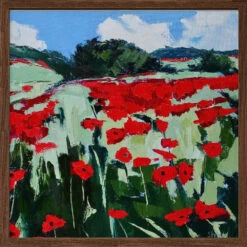 Poppies - Square Stretched Canvas, Poster Or Fine Art Print(Poppies Square Stretched Canvas Poster Or Fine Art Print) -Heart Wall Art Store pictufy dark wood square 50x70 2786670