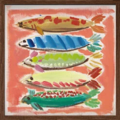 Five Fish - Square Stretched Canvas, Poster Or Fine Art Print(Five Fish Square Stretched Canvas Poster Or Fine Art Print) 16 Five Fish - Square Stretched Canvas, Poster Or Fine Art Print(Five Fish Square Stretched Canvas Poster Or Fine Art Print) -Heart Wall Art Store pictufy dark wood square 50x70 2787337