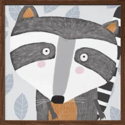 X Racoon Face2 - Square Stretched Canvas, Poster Or Fine Art Print(X Racoon Face2 Square Stretched Canvas Poster Or Fine Art Print) -Heart Wall Art Store pictufy dark wood square 50x70 2899518