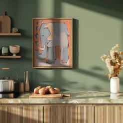 Happy Elephant - Stretched Canvas, Poster Or Fine Art Print(Happy Elephant Stretched Canvas Poster Or Fine Art Print) -Heart Wall Art Store pictufy green kitchen ratio 4x5 2371610