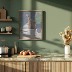 Giraffe By The Stairs - Stretched Canvas, Poster Or Fine Art Print(Giraffe By The Stairs Stretched Canvas Poster Or Fine Art Print) 20 Giraffe By The Stairs - Stretched Canvas, Poster Or Fine Art Print(Giraffe By The Stairs Stretched Canvas Poster Or Fine Art Print) -Heart Wall Art Store pictufy green kitchen ratio 4x5 2410024