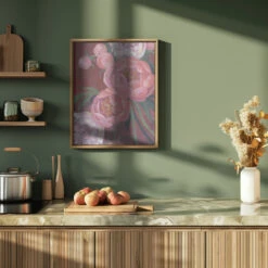 Nevaeh Peonies - Stretched Canvas, Poster Or Fine Art Print(Nevaeh Peonies Stretched Canvas Poster Or Fine Art Print) -Heart Wall Art Store pictufy green kitchen ratio 4x5 2428550