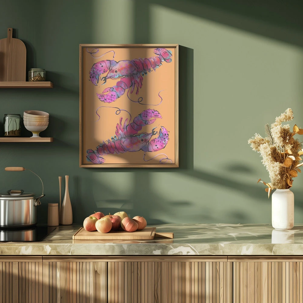 Lobsters On Orange - Stretched Canvas, Poster Or Fine Art Print(Lobsters On Orange Stretched Canvas Poster Or Fine Art Print) 9 Lobsters On Orange - Stretched Canvas, Poster Or Fine Art Print(Lobsters On Orange Stretched Canvas Poster Or Fine Art Print) - Image 9