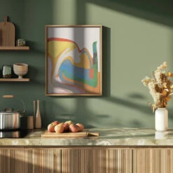 Organic Bauhaus Waved - Stretched Canvas, Poster Or Fine Art Print(Organic Bauhaus Waved Stretched Canvas Poster Or Fine Art Print) -Heart Wall Art Store pictufy green kitchen ratio 4x5 2500876