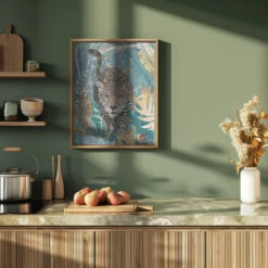 Jaguar Jungle 2 - Stretched Canvas, Poster Or Fine Art Print(Jaguar Jungle 2 Stretched Canvas Poster Or Fine Art Print) -Heart Wall Art Store pictufy green kitchen ratio 4x5 2506091