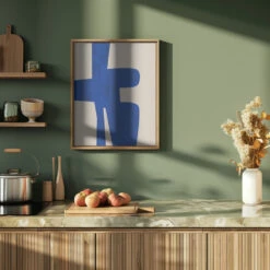 Blue Harmony Shape - Stretched Canvas, Poster Or Fine Art Print(Blue Harmony Shape Stretched Canvas Poster Or Fine Art Print) -Heart Wall Art Store pictufy green kitchen ratio 4x5 2551457