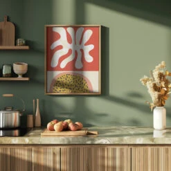 Mid Century Cut Outs - Stretched Canvas, Poster Or Fine Art Print(Mid Century Cut Outs Stretched Canvas Poster Or Fine Art Print) -Heart Wall Art Store pictufy green kitchen ratio 4x5 2552970