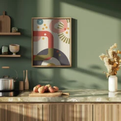 Mid Century Cirque 3 - Stretched Canvas, Poster Or Fine Art Print(Mid Century Cirque 3 Stretched Canvas Poster Or Fine Art Print) -Heart Wall Art Store pictufy green kitchen ratio 4x5 2552972