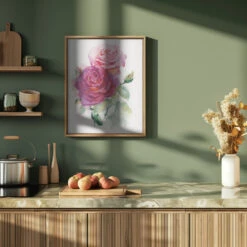 Rose June - Stretched Canvas, Poster Or Fine Art Print(Rose June Stretched Canvas Poster Or Fine Art Print) -Heart Wall Art Store pictufy green kitchen ratio 4x5 2737538
