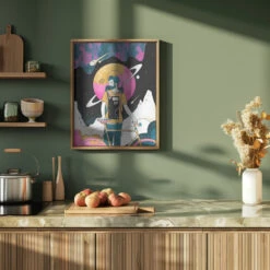 The Space Messenger - Stretched Canvas, Poster Or Fine Art Print(The Space Messenger Stretched Canvas Poster Or Fine Art Print) -Heart Wall Art Store pictufy green kitchen ratio 4x5 2745475