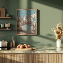 Winter Of Gold And Blue - Stretched Canvas, Poster Or Fine Art Print(Winter Of Gold And Blue Stretched Canvas Poster Or Fine Art Print) -Heart Wall Art Store pictufy green kitchen ratio 4x5 2745484