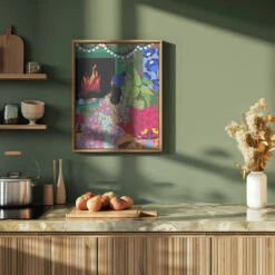 Rafaela Mascaro's Print Number 104 Relaxing In Front Of My Fireplace - Stretched Canvas, Poster Or Fine Art Print(9933x14043 Din 104 Relaxing In Front Of My Fireplace Stretched Canvas Poster Or Fine Art Print) -Heart Wall Art Store pictufy green kitchen ratio 4x5 2771918