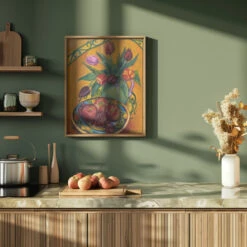 Fruit And Flowers - Stretched Canvas, Poster Or Fine Art Print(Fruit And Flowers Stretched Canvas Poster Or Fine Art Print) -Heart Wall Art Store pictufy green kitchen ratio 4x5 2786618