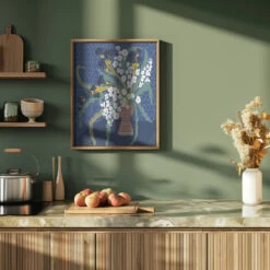 Floral Contemporary Still Life Dark Blue - Stretched Canvas, Poster Or Fine Art Print(Floral Contemporary Still Life Dark Blue Stretched Canvas Poster Or Fine Art Print) 20 Floral Contemporary Still Life Dark Blue - Stretched Canvas, Poster Or Fine Art Print(Floral Contemporary Still Life Dark Blue Stretched Canvas Poster Or Fine Art Print) -Heart Wall Art Store pictufy green kitchen ratio 4x5 2860359