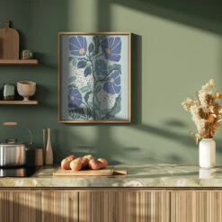 Klimt Flowers Light Blue - Stretched Canvas, Poster Or Fine Art Print(Klimt Flowers Light Blue Stretched Canvas Poster Or Fine Art Print) -Heart Wall Art Store pictufy green kitchen ratio 4x5 2860384