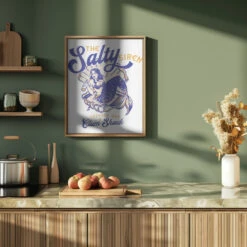 Salty Siren Cocktail Bar & Clam Shack Mermaid - Stretched Canvas, Poster Or Fine Art Print(Salty Siren Cocktail Bar Amp Clam Shack Mermaid Stretched Canvas Poster Or Fine Art Print) -Heart Wall Art Store pictufy green kitchen ratio 4x5 2884785